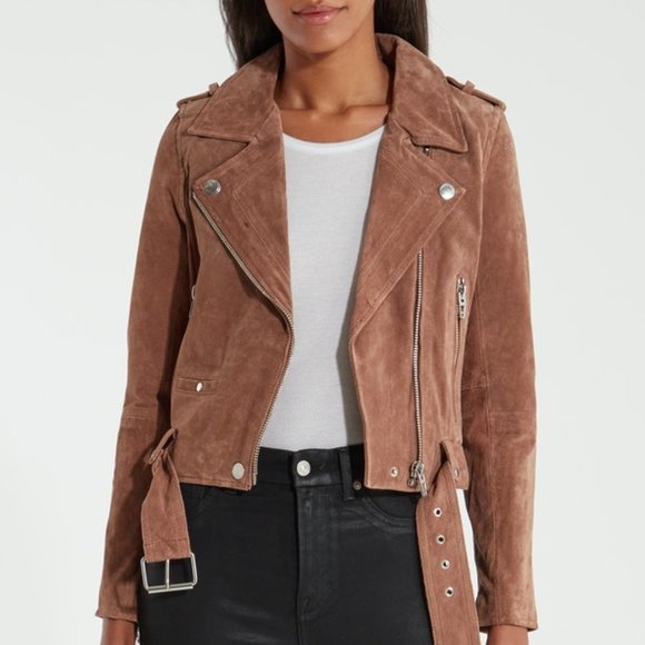 Blank NYC Jackets & Blazers - NWT Blank NYC Brown Suede Moto Jacket Leather XSm